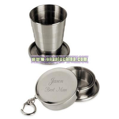 Engraved Silver Travel Cup Keychain