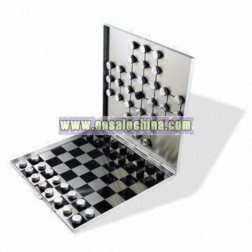 Glass Chess Set with Aluminum Base