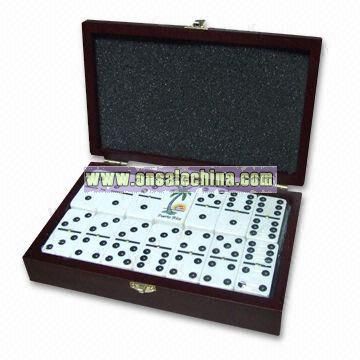 Deluxe Wooden Case Domino Set with Back Points
