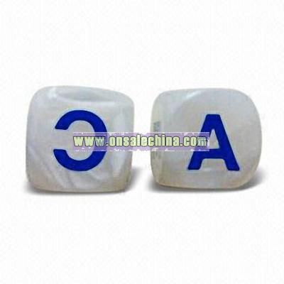 White Pearl D6 Dice with Different Words Printed
