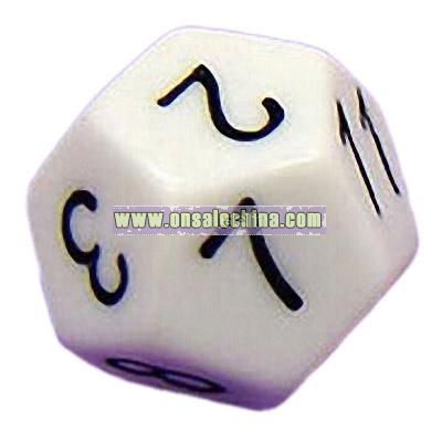 12-side Dice with Engraved Numeber and Black Oil Printing