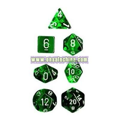 Polyhedral 7-Die Translucent Dice Set - Green
