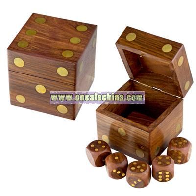 Brass & Shesham Wood Dice Box
