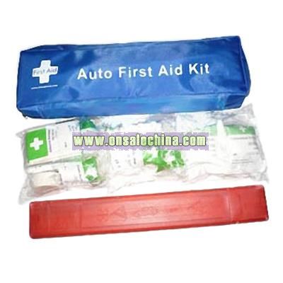 Auto First Aid Kit with Warning Triangle & Reflective Vest