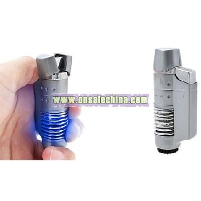 Compact Butane Cigarette Lighter With Flashlight Silver