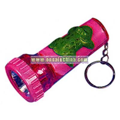Plastic frog pocket flashlight key chain