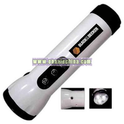 FM auto scan radio with LED flashlight and speaker