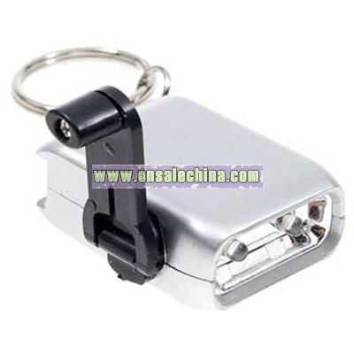 Mini Hand-Crank 2-LED Dynamo Flashlight with Keychain