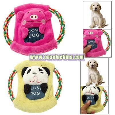 Puppy Chew Animal Design Plush Cotton Rope Frisbee with Squeaker