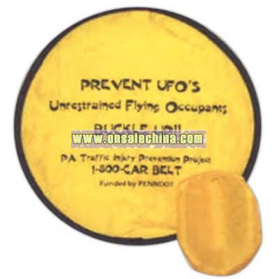 Soft collapsible nylon flying disk in a pouch