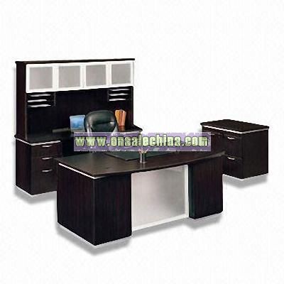 Wood Veneer Office Desk with Espresso Finish