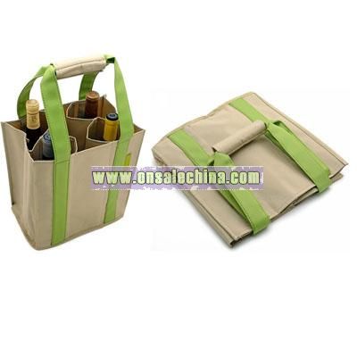 Collapsible Wine Bottle Party Tote - Green