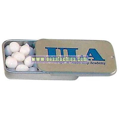 Mints filled in a silver slider tin