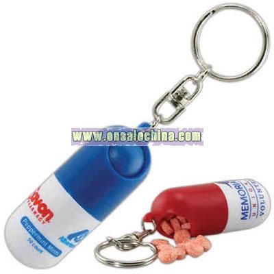 Micro mints in pill keychain container