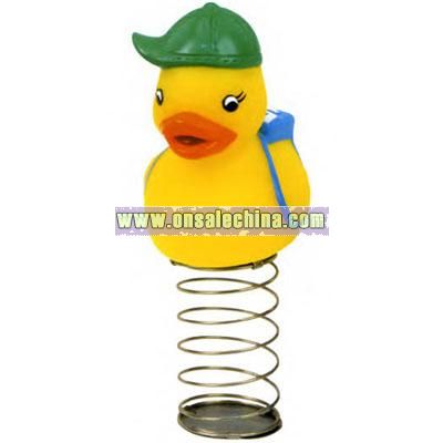 Rubber duck bauble toy on spring