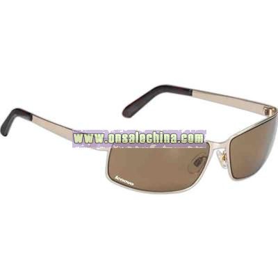 Shiny brown metal frame sunglasses with light brown lens