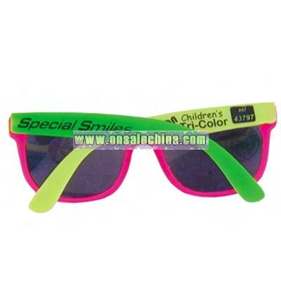 Child's tri color rubber sunglasses