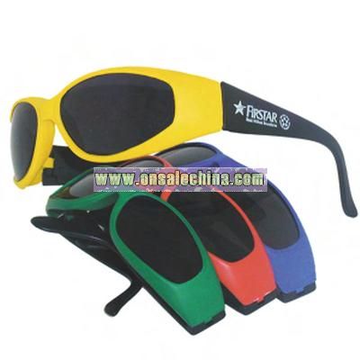 Green-Black - Child size wraparound style sunglasses