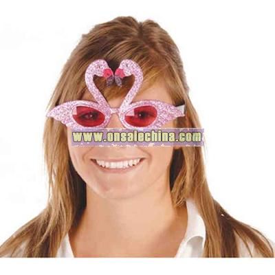 Glittered Flamingo - Full head size novelty sunglasses
