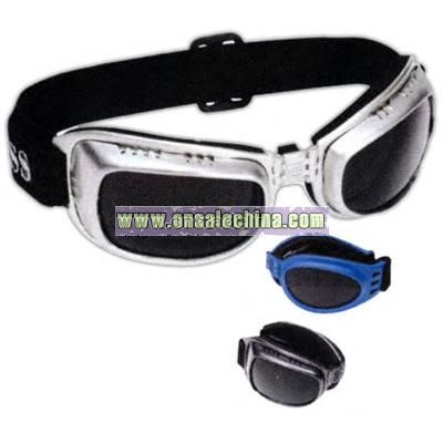 Foldable goggles with shock absorbent eyebrows on inner frame