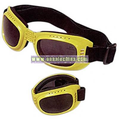 Foldable frames with shock absorbent guard on inner frame goggles