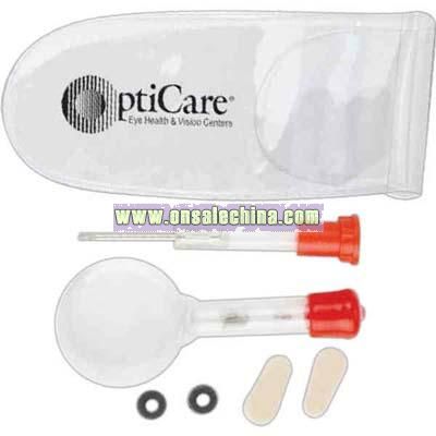 Eye glass repair kit with magnifier