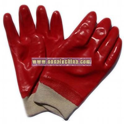 Red PVC Fully Dipped Gloves