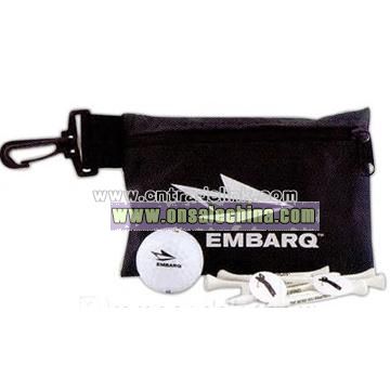 Custom Printed Kit w/ golf ball, tees & marker in a zipper pouch.