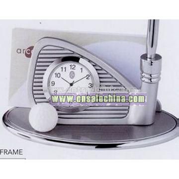 Golf Club Clock Business Card Holder