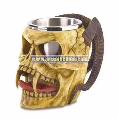 Skull Tankard With Steel Cup