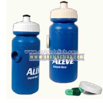 water bottle with pill holder on the side