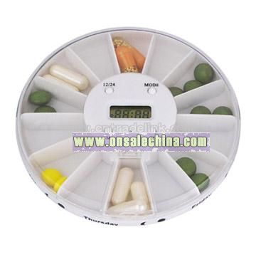 14-Compartment Pill Box with Time Display and Alarm Functioin