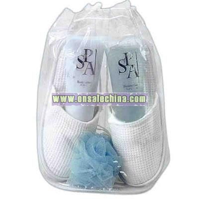 Promotional Clear Pvc Bag With Terry Cloth Slippers And More