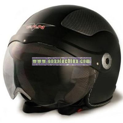 VCAN Milano Flat Black Medium European Styled Scooter Helmet