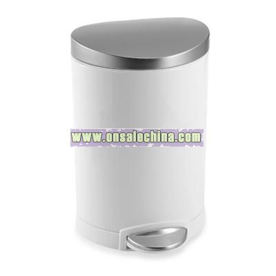 Fingerprint Proof White and Steel 6-Liter Semi-Round Step Can