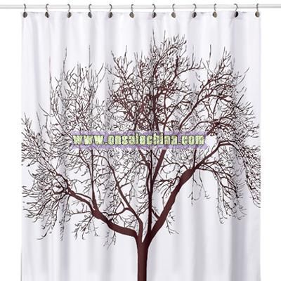 Tree Brown Fabric Shower Curtain