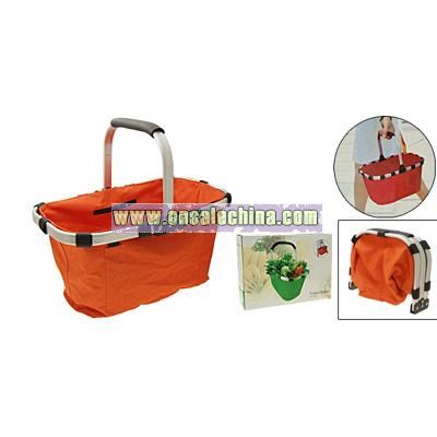 Orange Portable Folded Shopping Canvas Basket Carrybag