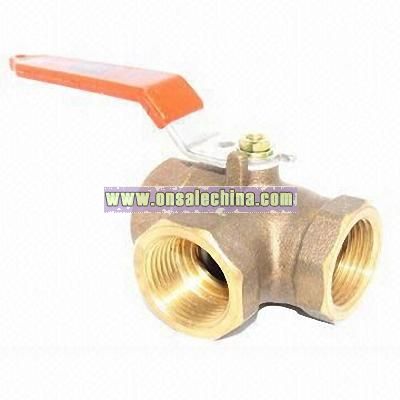 Three-way Brass Ball Valve with PVC Lever Handle