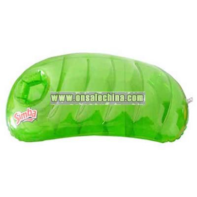 Inflatable pea shaped pillow
