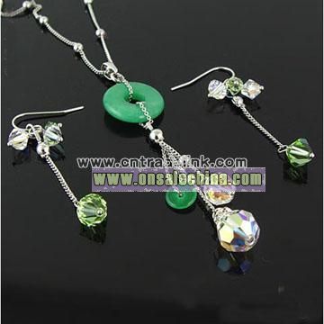 Crystal Necklace Set Green Jade Necklace Set