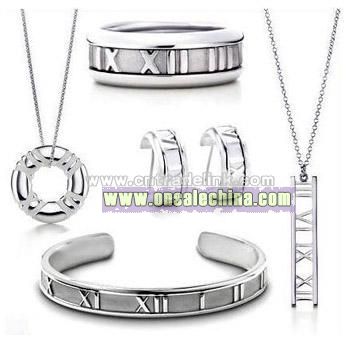 Sterling Silver Roman Design Five Piece Jewelry Set