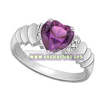 Fashion Amethyst Silver Plated Ring Crystal Jewelry