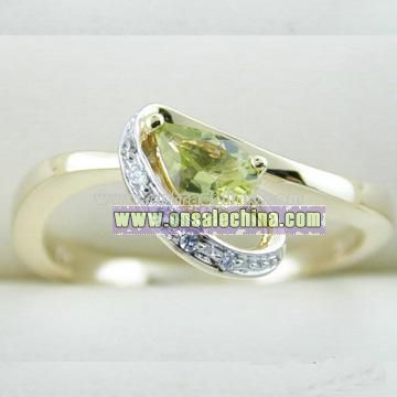 Fine Gold Jewelry-10k Gold Light Green Peridot Ring