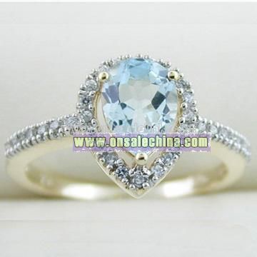 Fine Gold Jewelry-10k Gold Blue Corundum Ring