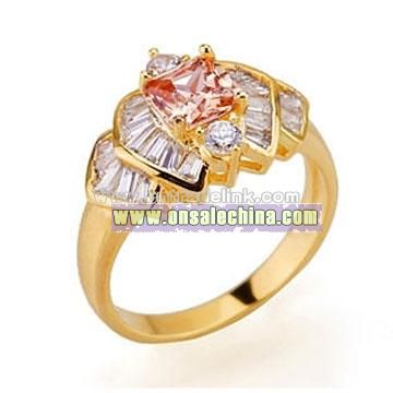Wholesale Jewelry Colorful CZ 18k Gold Plated Brass Ring