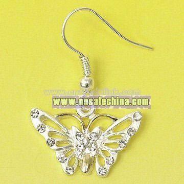 Metal Earrings with Butterfly Design