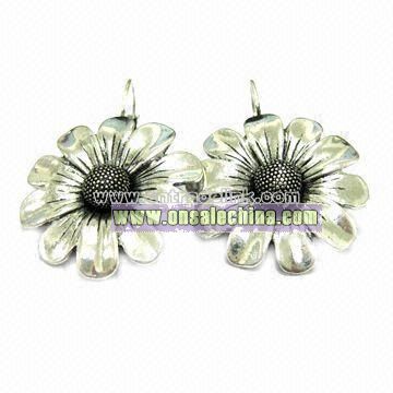 Silver-plated Earrings in Flower Design