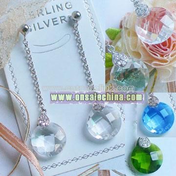 925 Sterling Silver Jewelry -Earrings with Diamond and Crystal