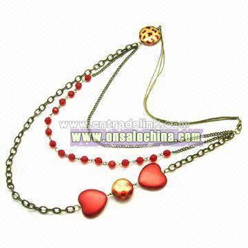 Red Acrylic Beads Necklace