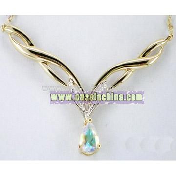 10k Gold Mystic Topaz Necklace